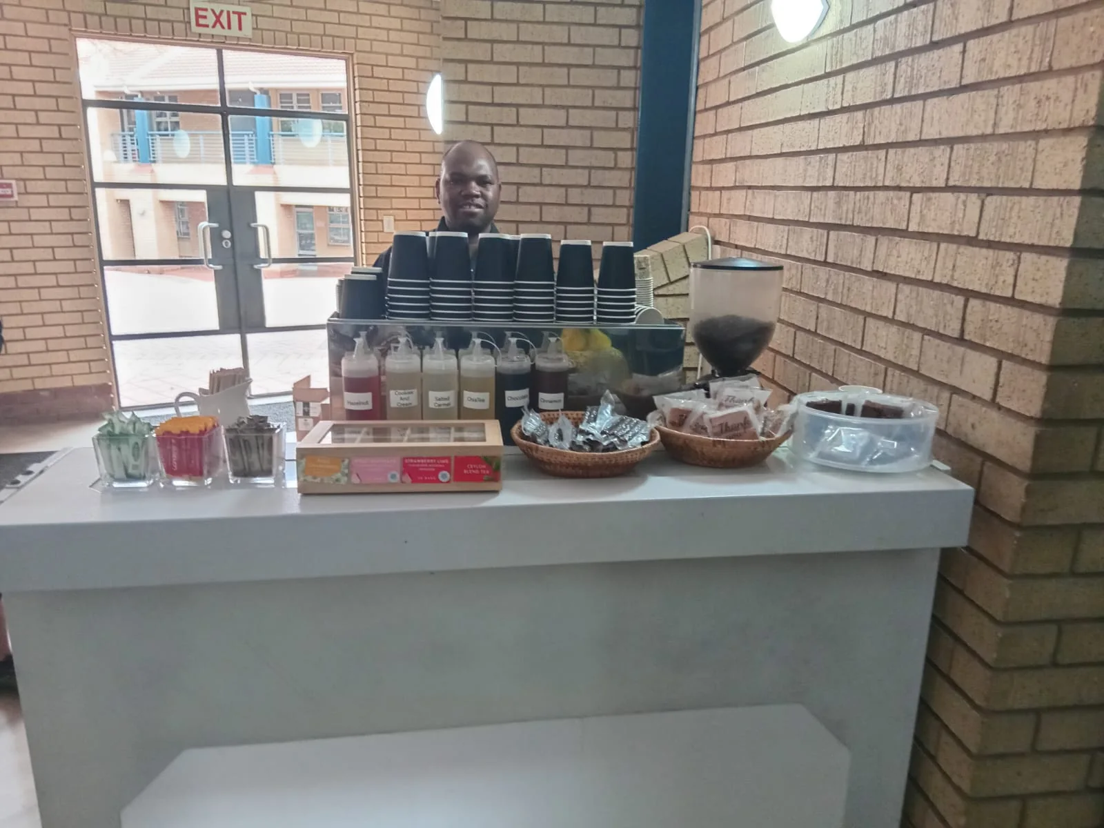Coffee display and refreshments arranged at an event